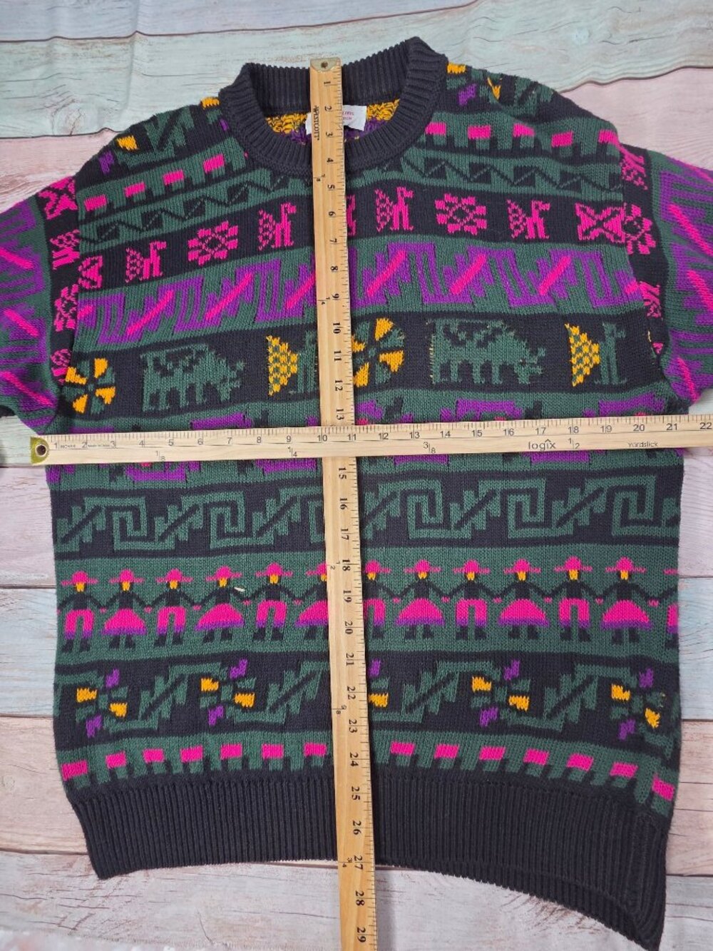 Vintage United Colors Of Benetton Graphic Sweater Made In Italy 100% Cotton, Med - Picture 5 of 7
